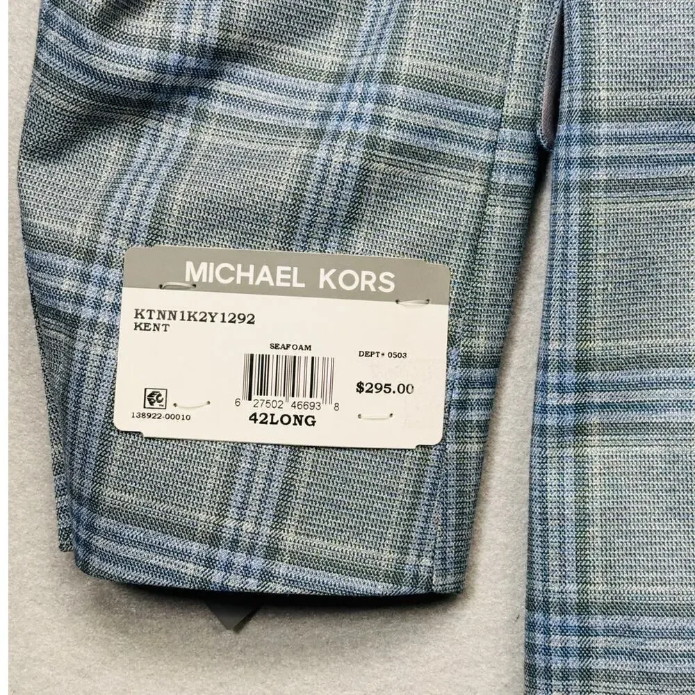 Michael Kors Men's Classic-Fit Seafoam Plaid Sport Coat, Seafoam 42L $295
